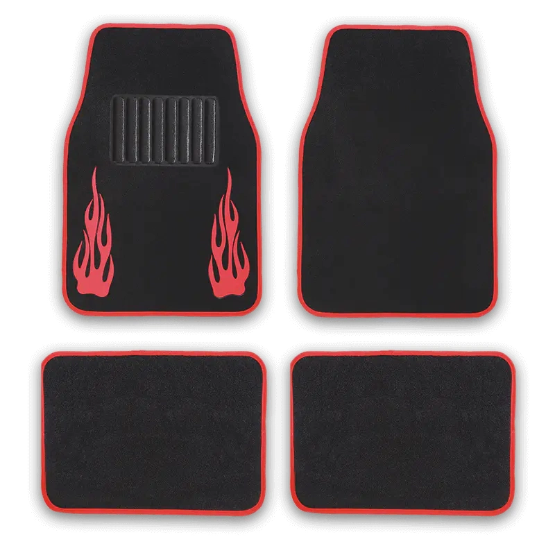 Accesorios para automóviles rojo fuego Felpudos Felpudos moqueta Auto Coche Universal para el diseño de esquema de colores de camisas de piso