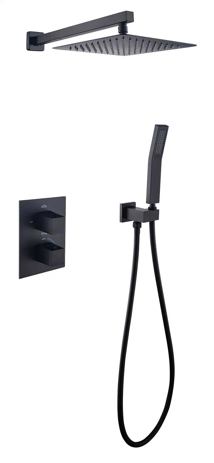 North American Styles Concealed Wall Mounted Square Round Handheld Shower Mixer Double Functions Chromed and Matt Black Gold Color