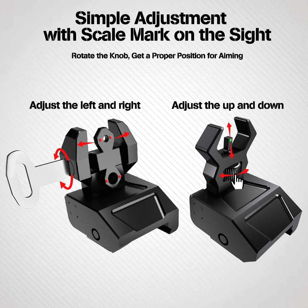 Lugares de Interés plegable plegable de la parte delantera y trasera de la fibra óptica de la vista con puntos rojos y verdes compatibles con el carril Picatinny y Weaver