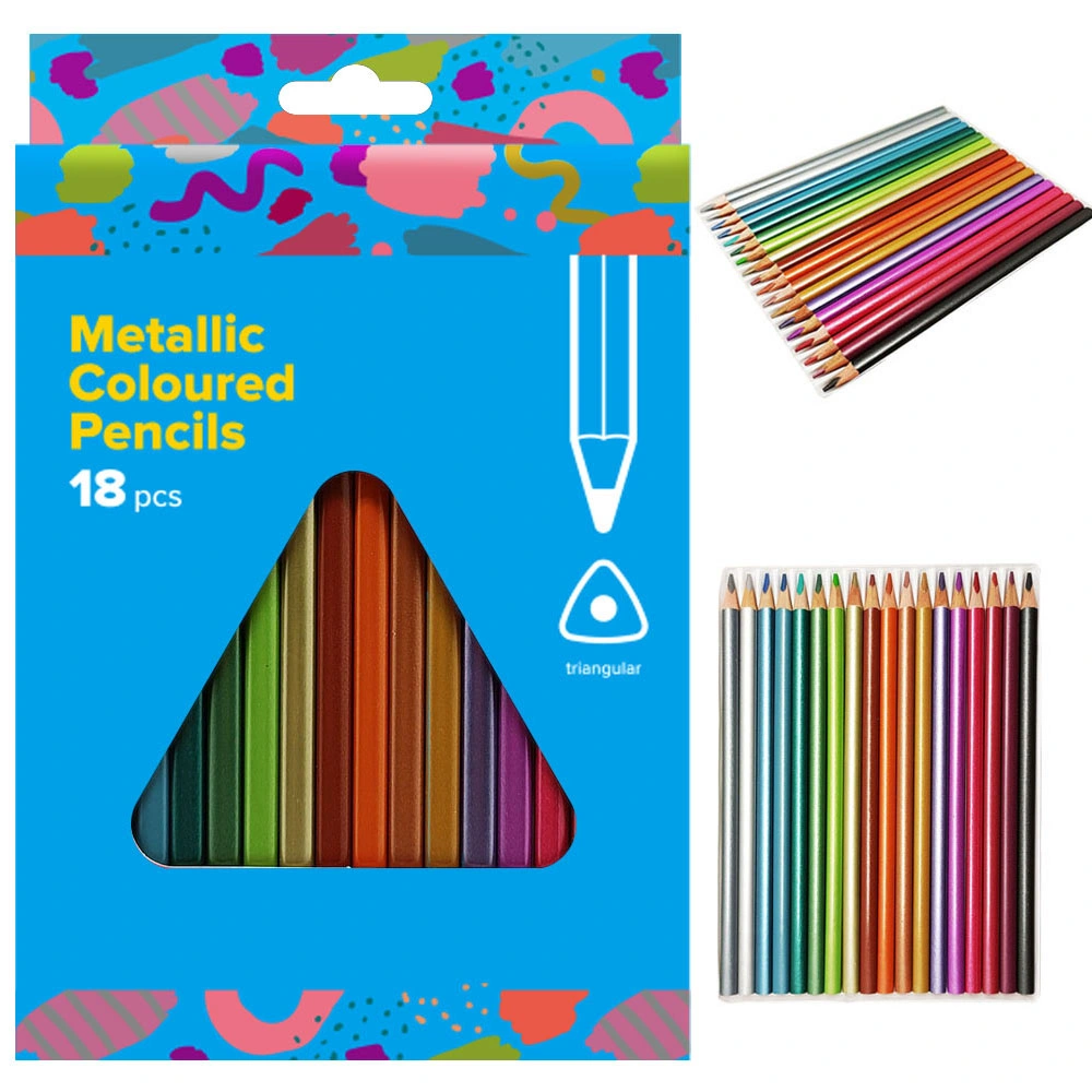 Art Supplies, Stationery Set, Color Pencil - 18 Metallic Colored Pencil