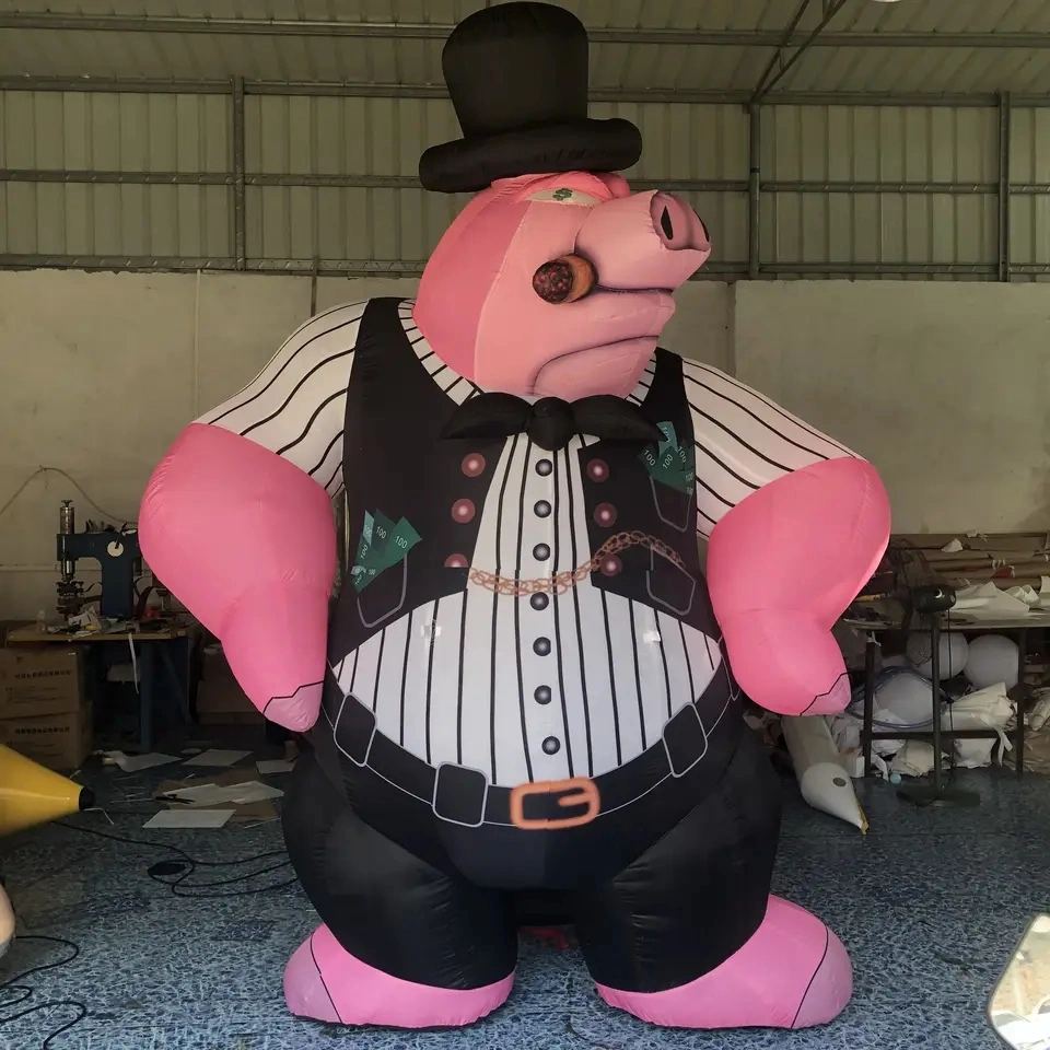 Boyi Animal Air Blow Decoration Giant Inflatable Pink Pig Model Customized Cartoon Character Pink Pig Balloon B823