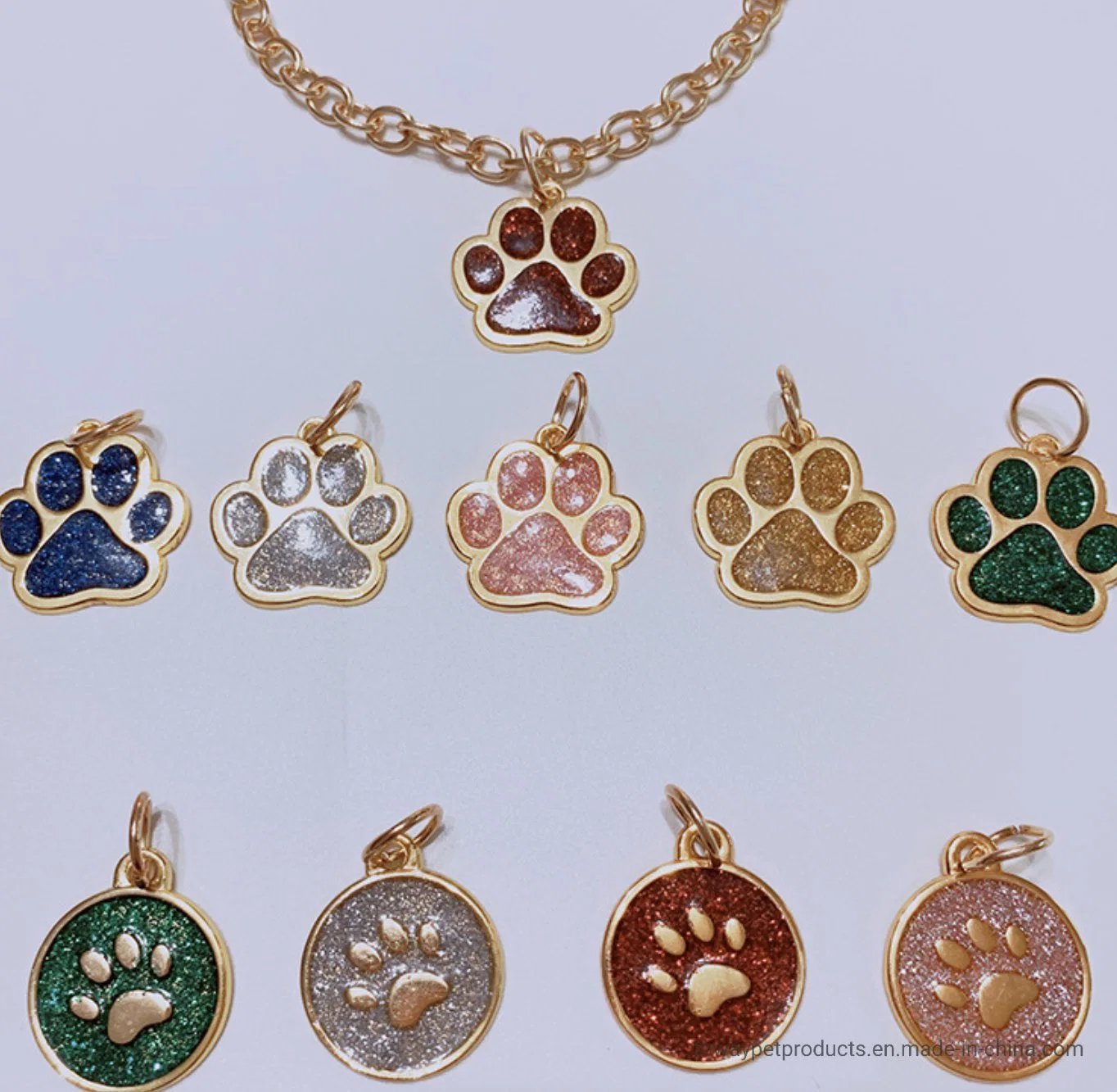 Trendige Hundeteller Ketten Golden Pet Design Label Metallketten