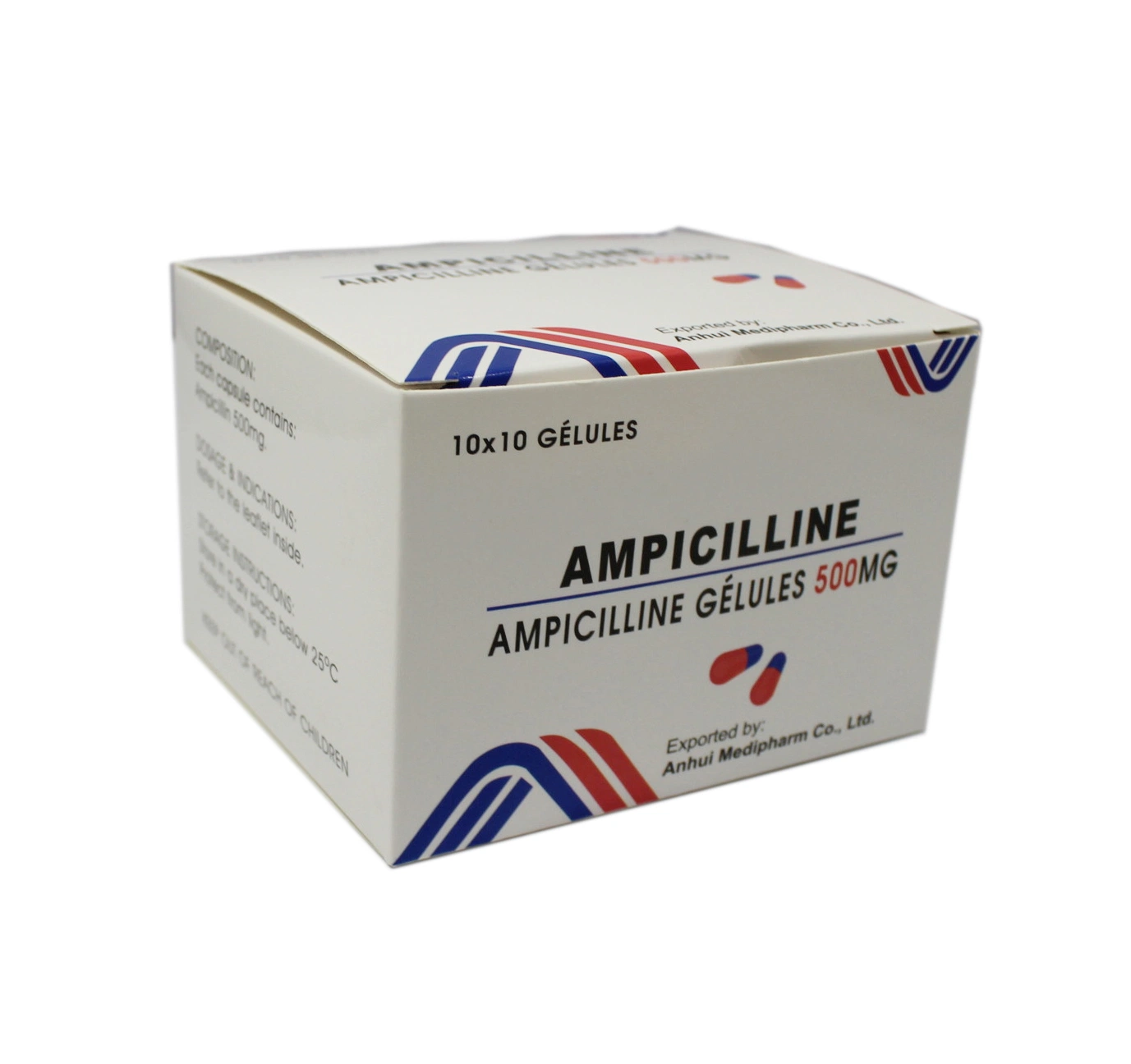 Cápsula de Ampici 500mg 10*10/Caja, Medicamento Occidental con GMP