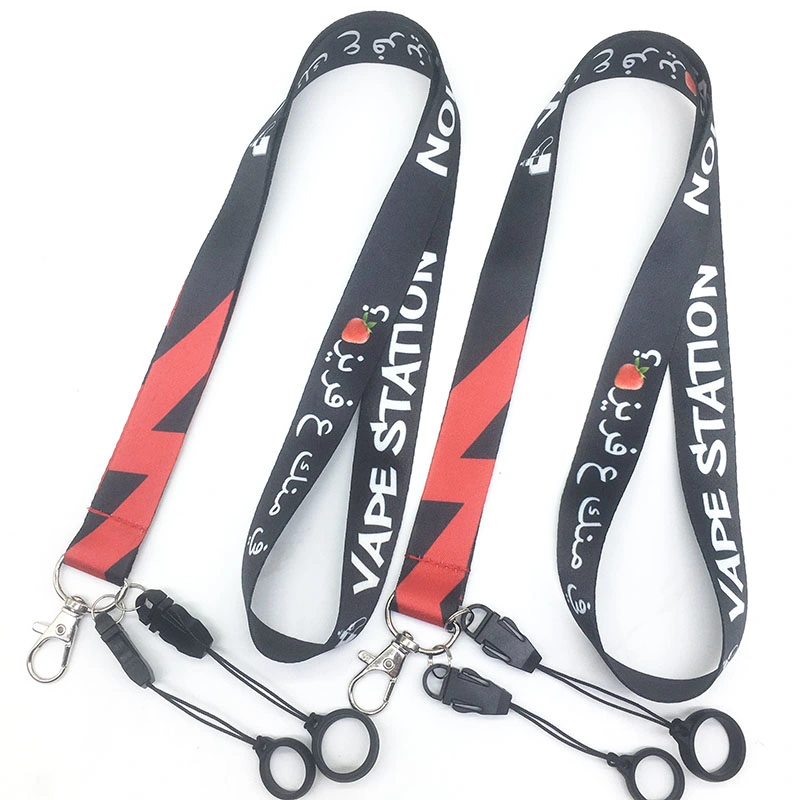 Benutzerdefinierte Rauch Zigarette Lanyards mit Gummi Silikon Ring E-Zigarette Pen Halterband