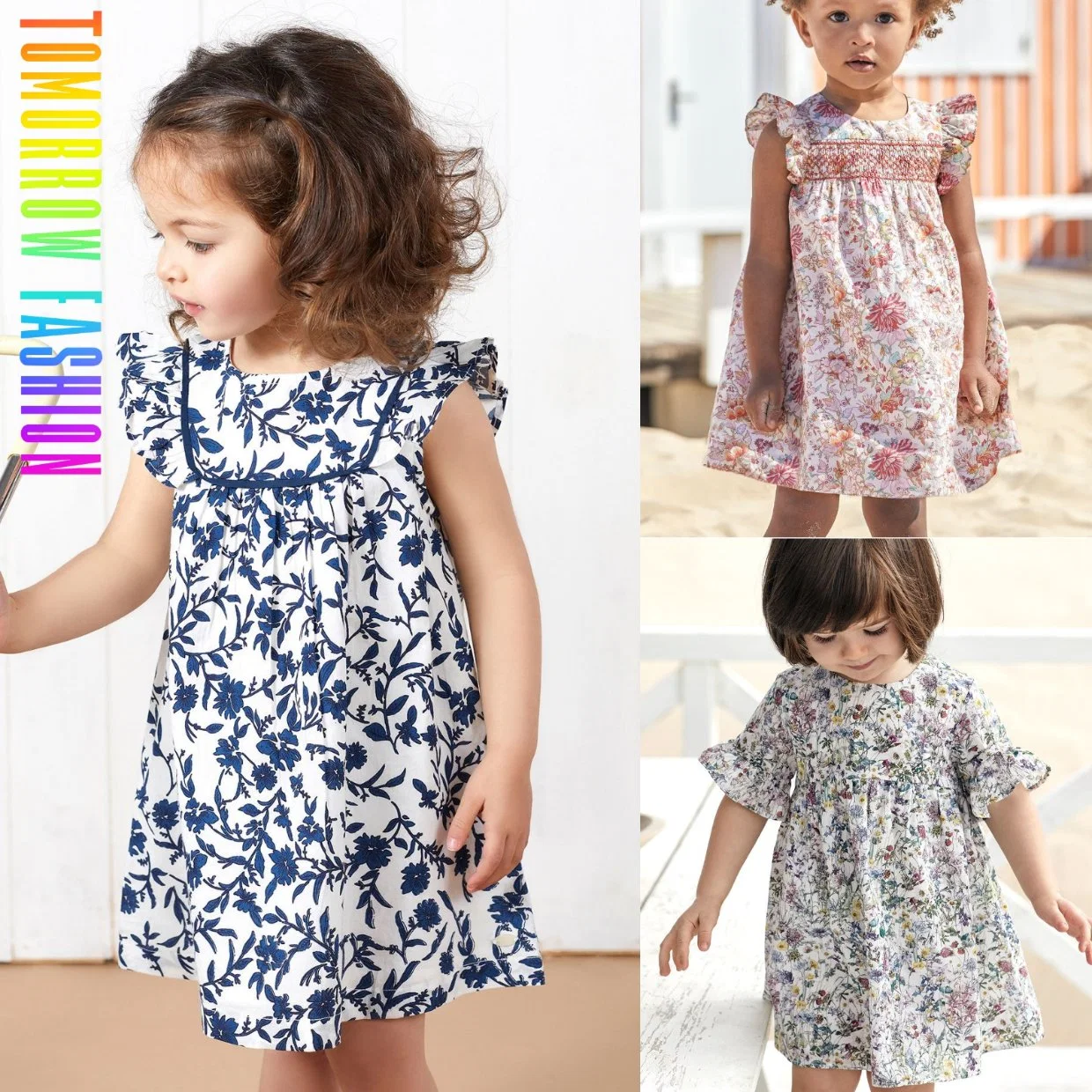 2023 New Arrivals Private Label Custom Wholesale/Supplier Designers High quality/High cost performance  Casual Fashion Summer Children Clothing Kids Clothes Flower Girls Dress with Floral