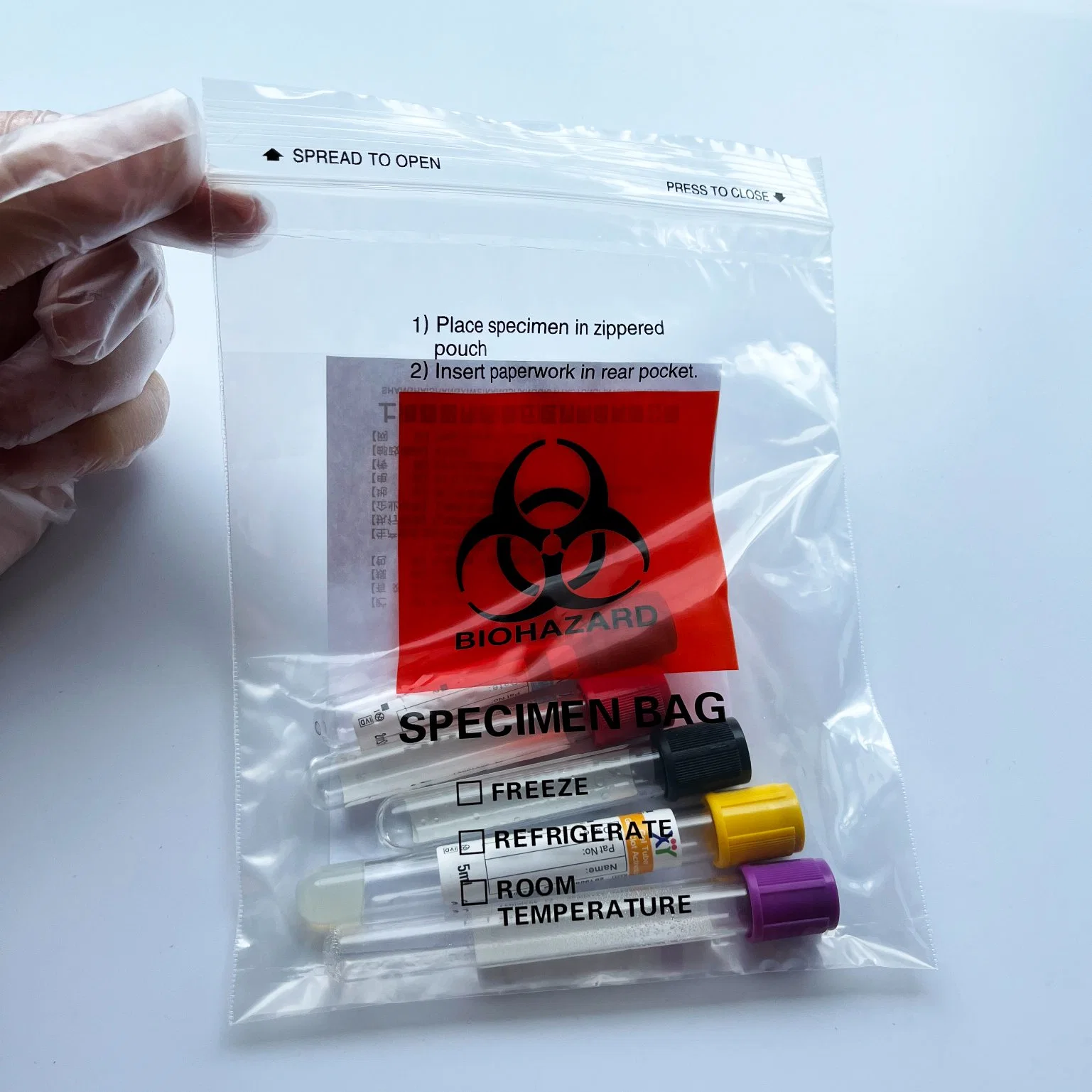 Clear Transparent Plastic Biohazard Specimen Bag