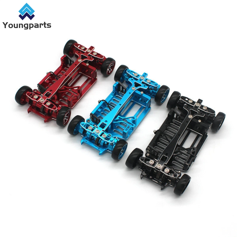 Youngparts Metal Alloy & Carbon Fiber Frame Chassis with Shock Absorbers Wheels Belt Drive for Tamiya Tt02 Tt-02 1/10 RC Car Upgraded Parts