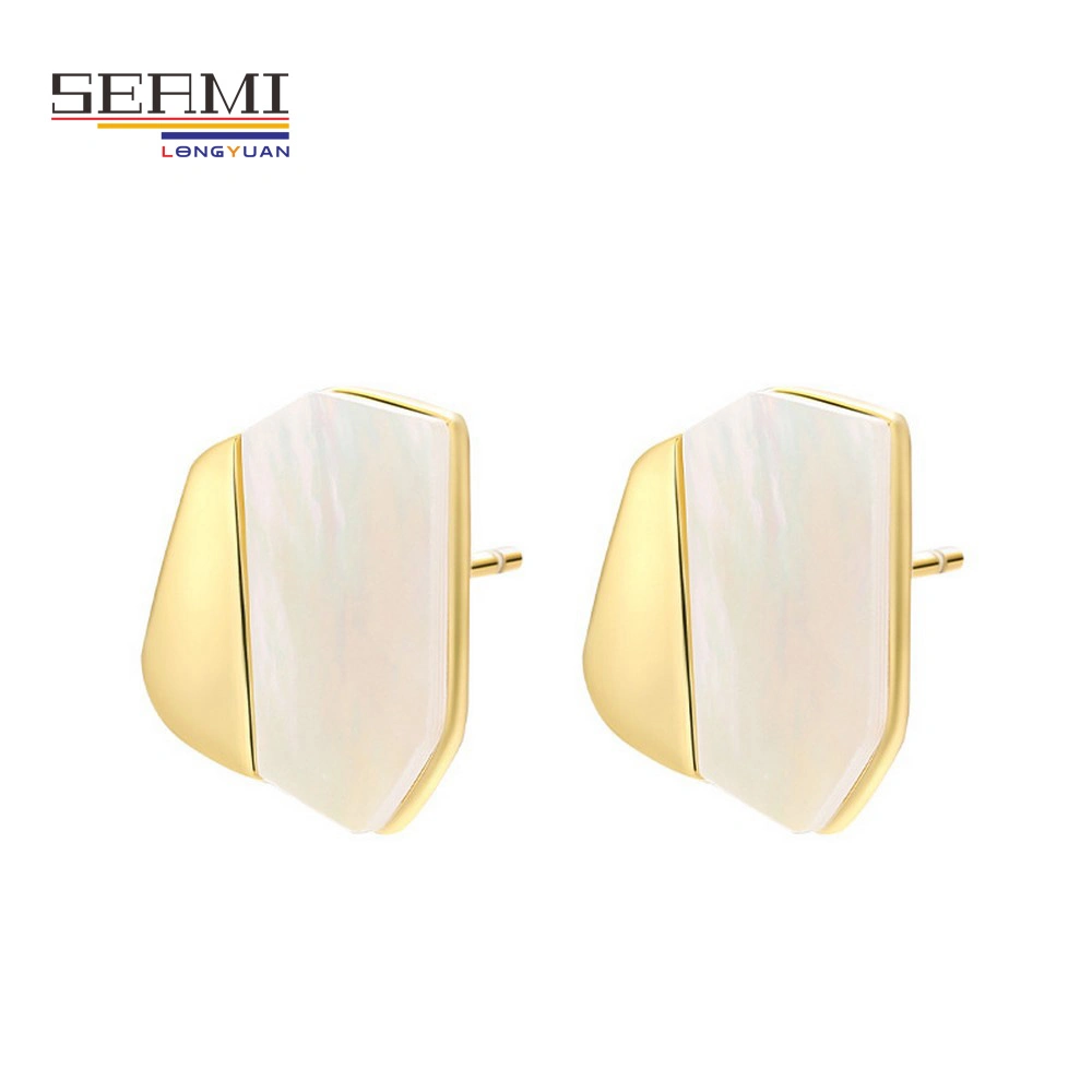 S925 Sterling Silver Female Irregular White Shell Unique Earrings