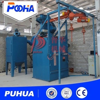 Overseas Installation Two Hook Type Hanger Hook Shot Blaster Derusting Shot Blasting Machine