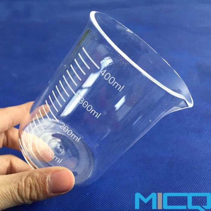 Vasos de vidrio de cuarzo de alta resistencia a temperatura para laboratorio