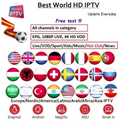 Smart IPTV M3u 3-Month Subscription Support Ireland Poland Bulgaria Albania Romania Hungary Georgia Russia Greece Norway IPTV with Xxx