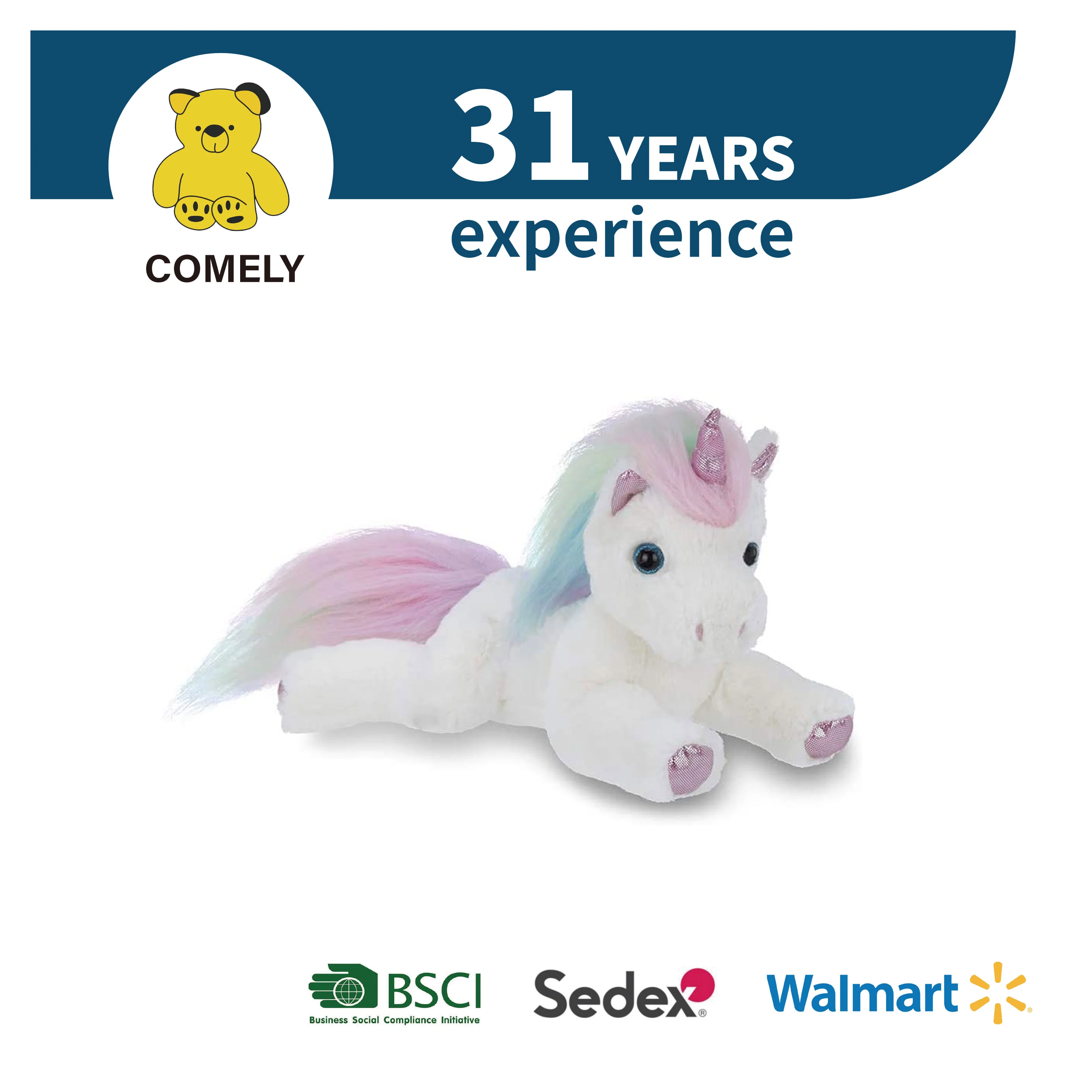 Unidad de los animales de peluche de diseño personalizado sentado Unicorn juguetes de peluche mascota de Juguete Blando juguete infantil BSCI Sedex ISO9001