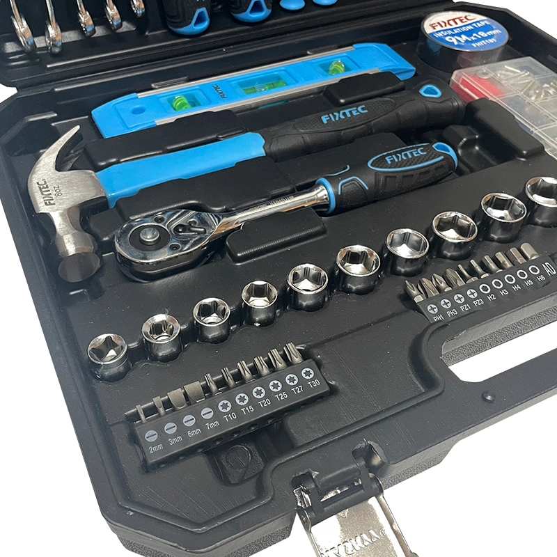 Juego de herramientas para el hogar Fixtec 234PCS Metric Hand Herramientas eléctricas Reparación automática Caja de herramientas portátil