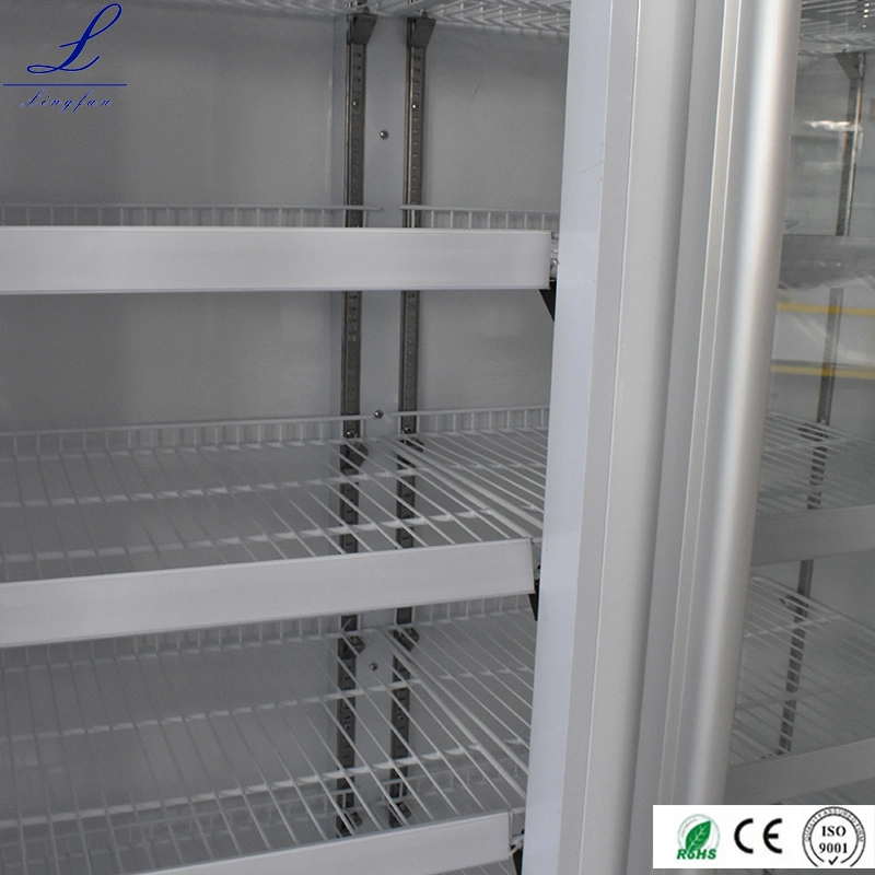 На заводе прямые поставки двойная система охлаждения вентилятора температуры стеклянные двери морозильной камеры дисплея на кухне