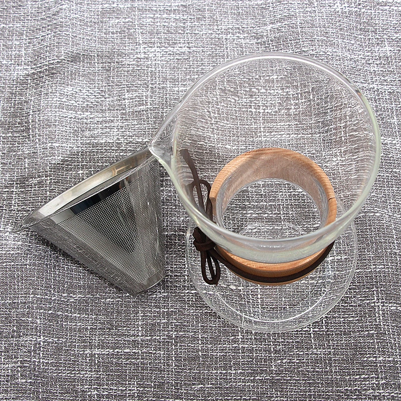 Verter sobre Cafetera, Bicyclestore recipiente de vidrio sin papel con filtro de acero inoxidable vaso reutilizable Cafetera manual