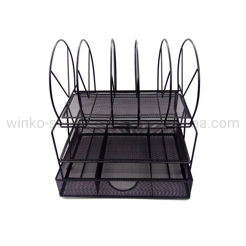 3-Tier File Tray Metal Mesh Stationery for Desktop