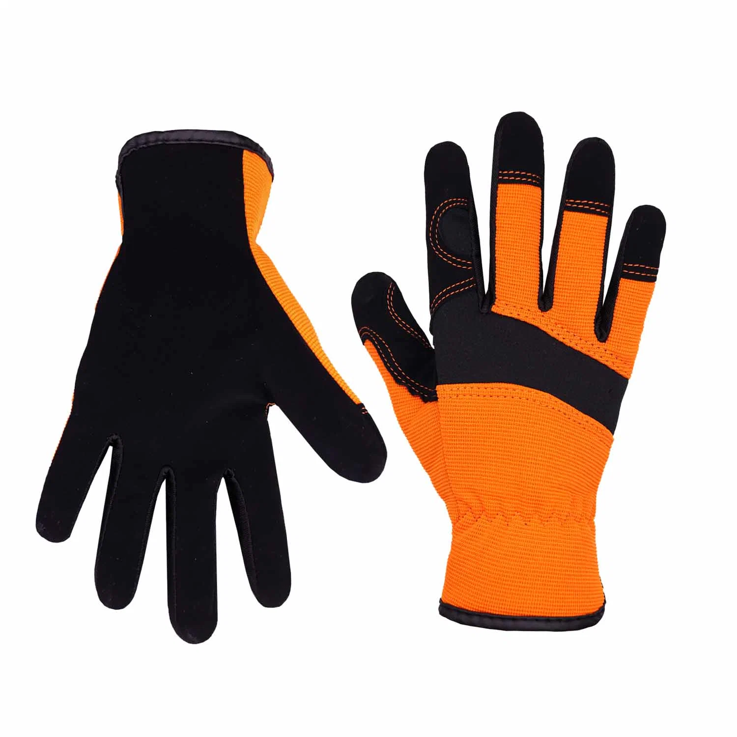 Prisafety Flexible Pigskin Leather Palm Half Finger Mechanic Breathable Work Safety Gloves for Men Women