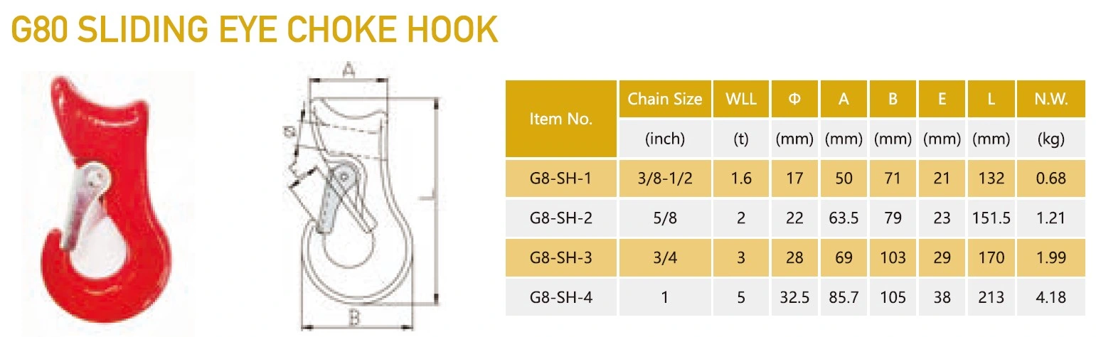 Rigging Hardware G80 Sliding Choke Hook