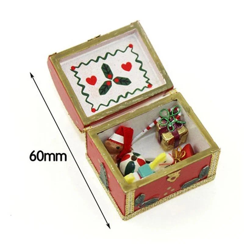Miniature Christmas Box Gift Dollhouse DIY Doll House Decor Accessories
