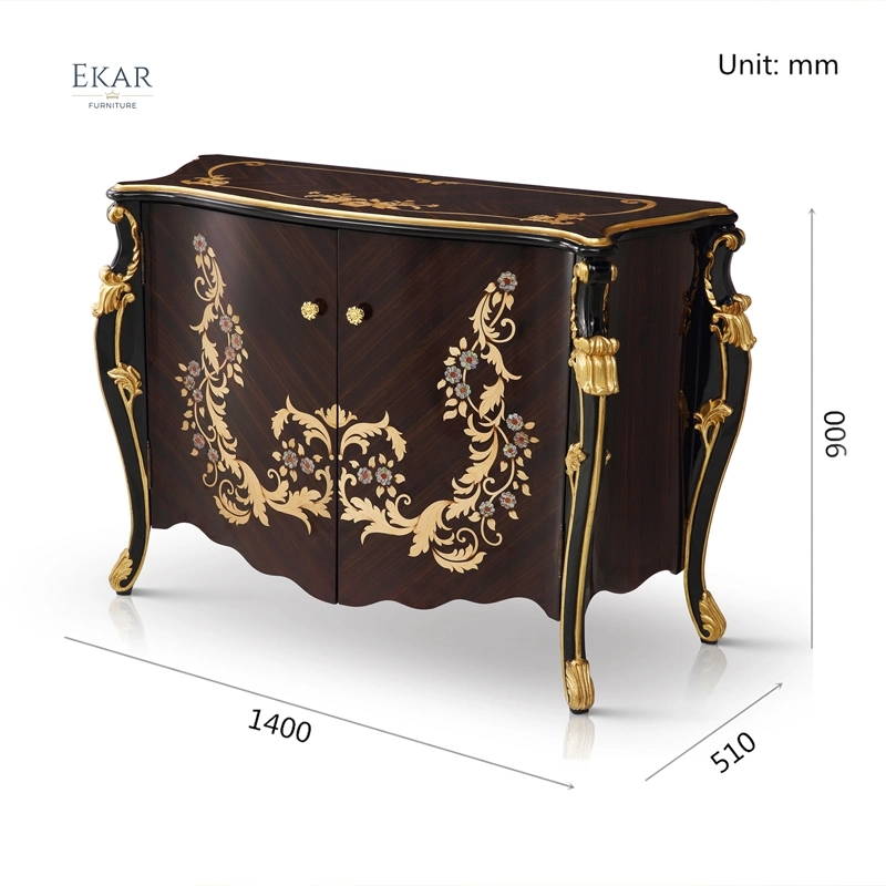 Hallway Gold and Black Wood Curved Furniture Antique Console Table Chinese Style Console Table Living Room Furniture Solid Wood