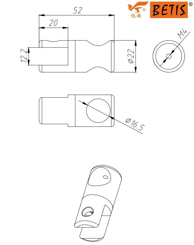 Polished-Mirror Stainless-Steel sólida conexión de cristal Clip para el receptáculo de ducha Ø 16mm tubo cabezal