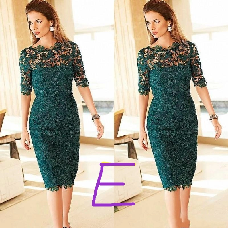 Mother Bridesmaid Dresses Satin Lace Short Formal Evening Dress Mt047