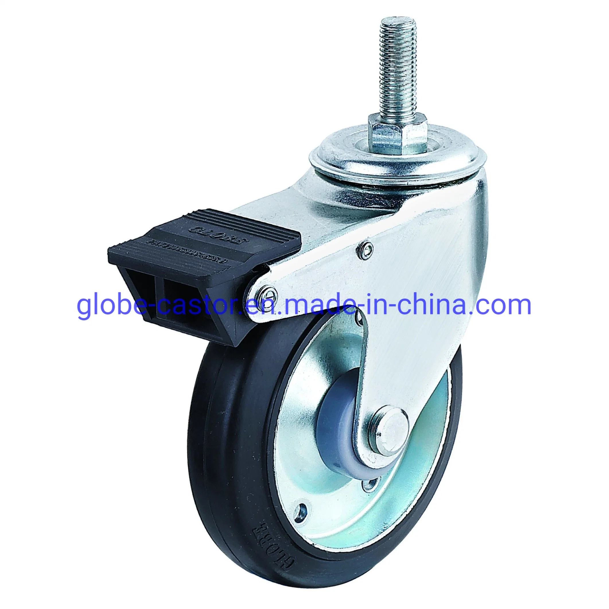 Black Heavy Duty Industrial Steel Core Rubber Caster Wheel