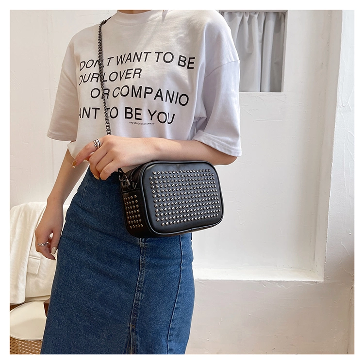 Fashion Cute Summer Stud Rivet Rectangle Crossbody Mini Lady Shoulder Bag