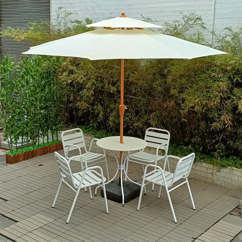 Ocio moderno Muebles al aire libre Juegos de patio Hierro forjado aluminio simple Estilo Mobiliario de comedor Jardín Mesa y Sillas Mobiliario de aluminio