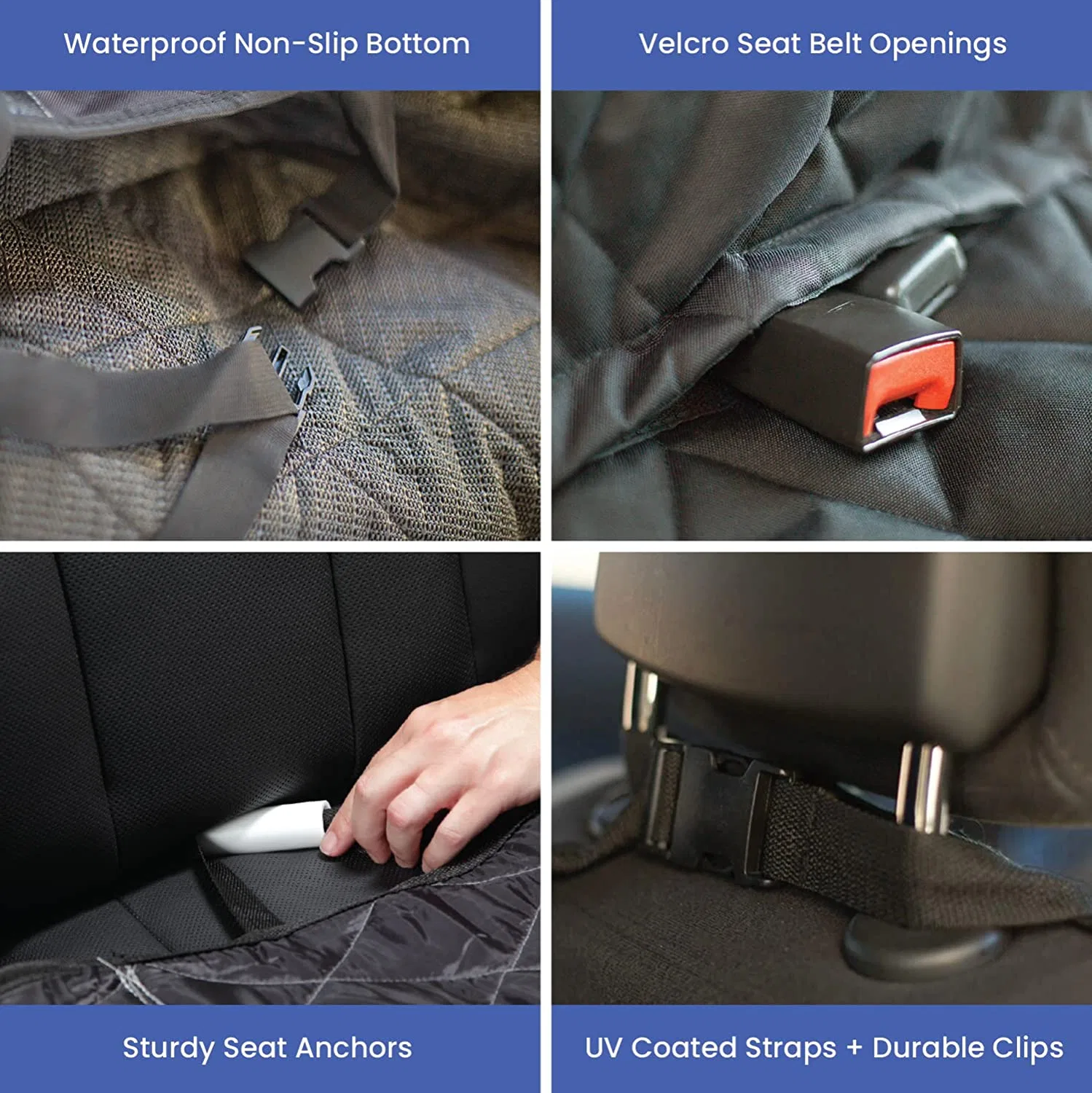 Dog Seat Cover Without Hammock Fold Down Seat and Middle Seat Belt Capable