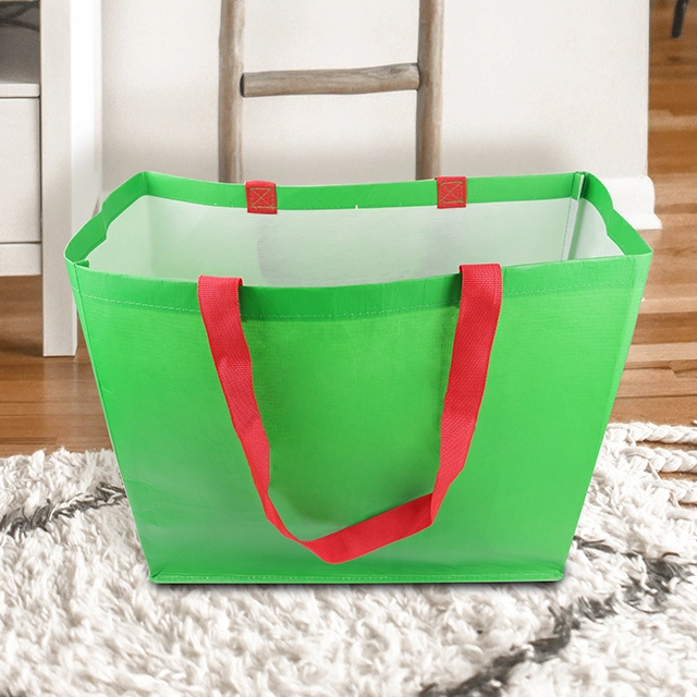 Custom Green Large Grocery Packaging Shopping Promotion Gift RPET Fabric Bag