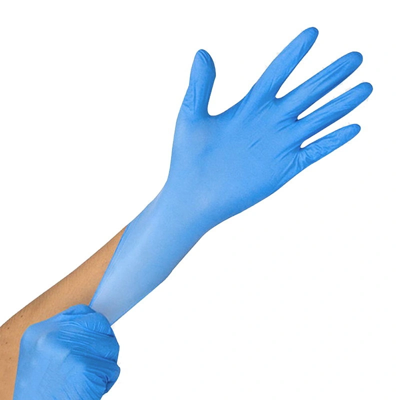 Guantes quirúrgicos desechables azul guantes de nitrilo sin polvo guantes médicos