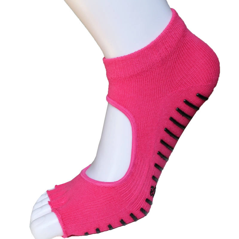 2020 Meilleure vente anti- glissement de coton de la moitié de la cheville de la TOE Grip Chaussettes Toeless Yoga