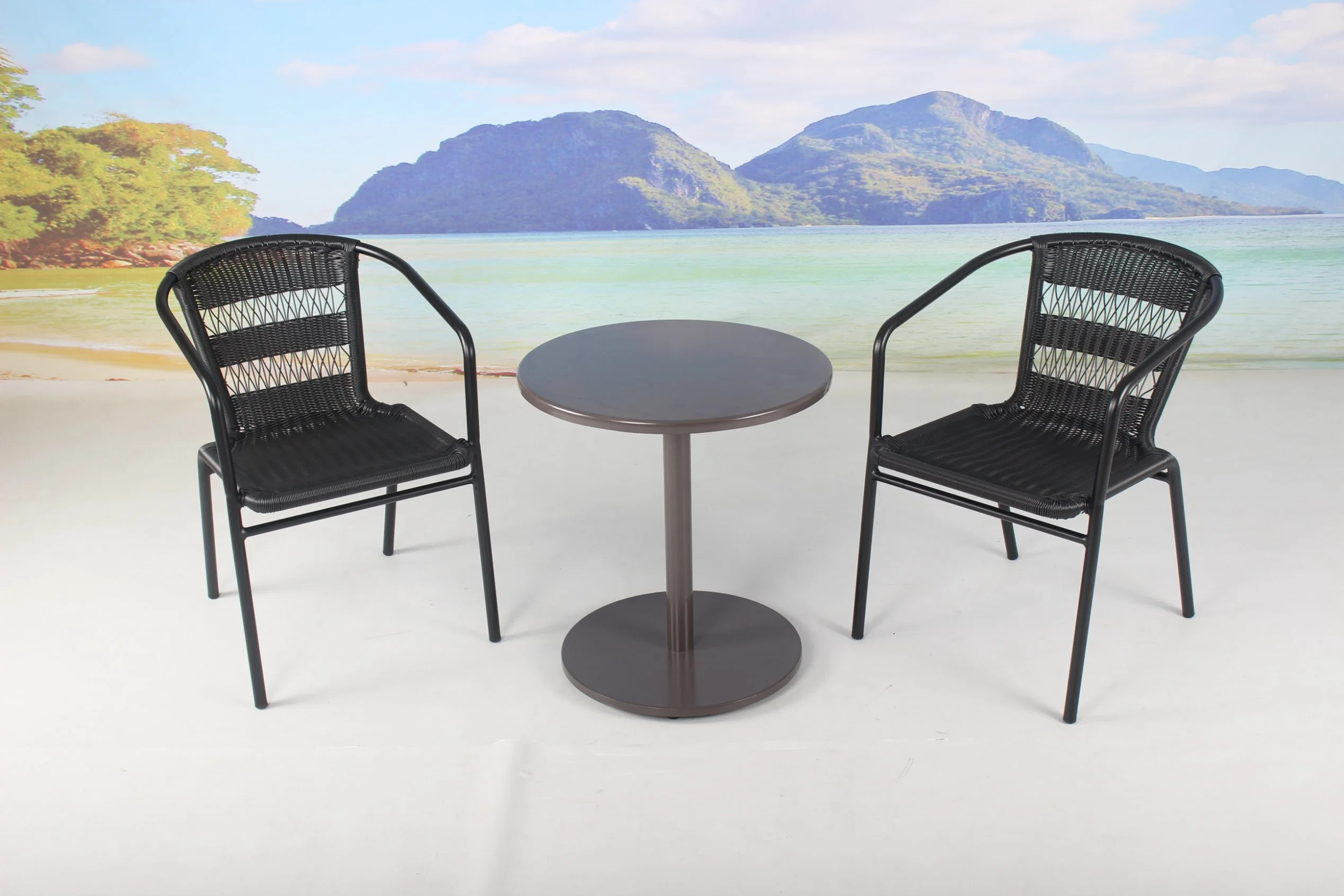Heißer Verkauf 3 Stück Terrasse im Freien Balkon Couchtisch und Rattan Stuhl Möbel Set