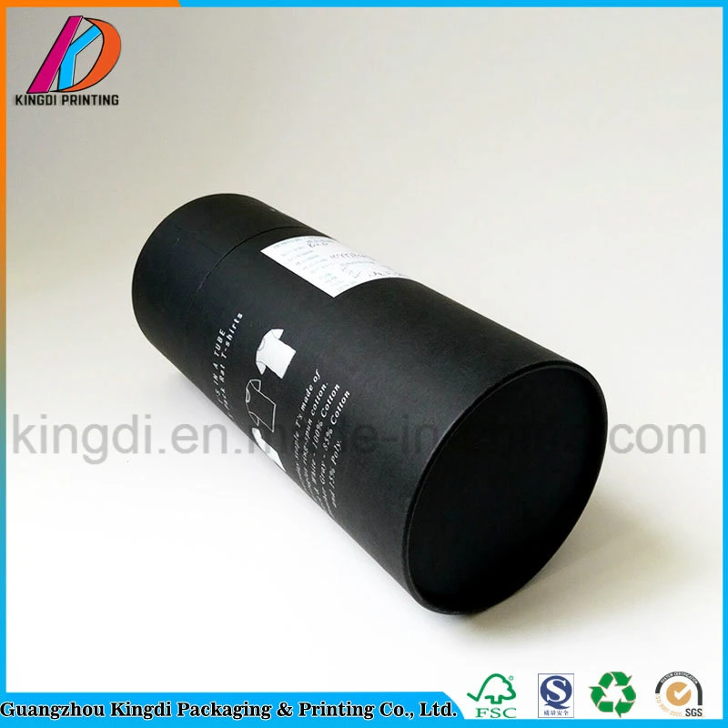 Hot Sale Black Cardboard Cylinder T-Shirt Round Tube Packaging Box