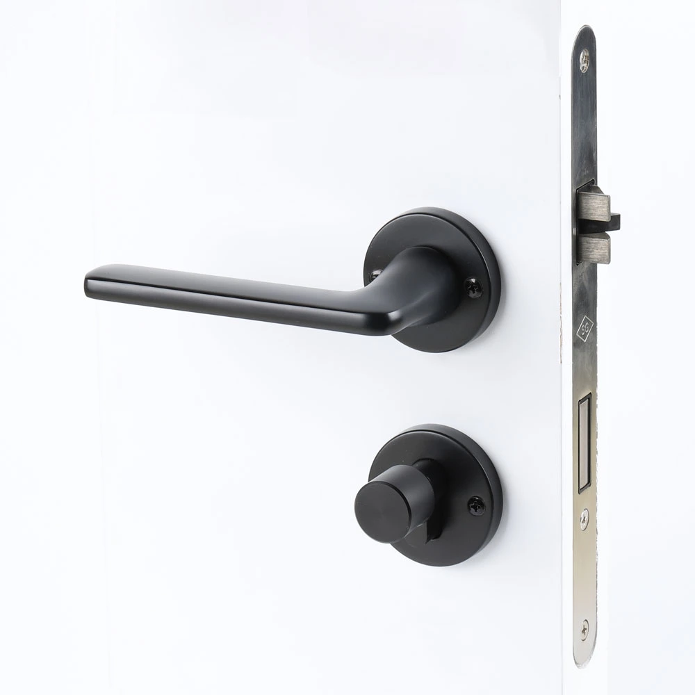 Black Door Knob Round Lever Round Aluminum Door Handle