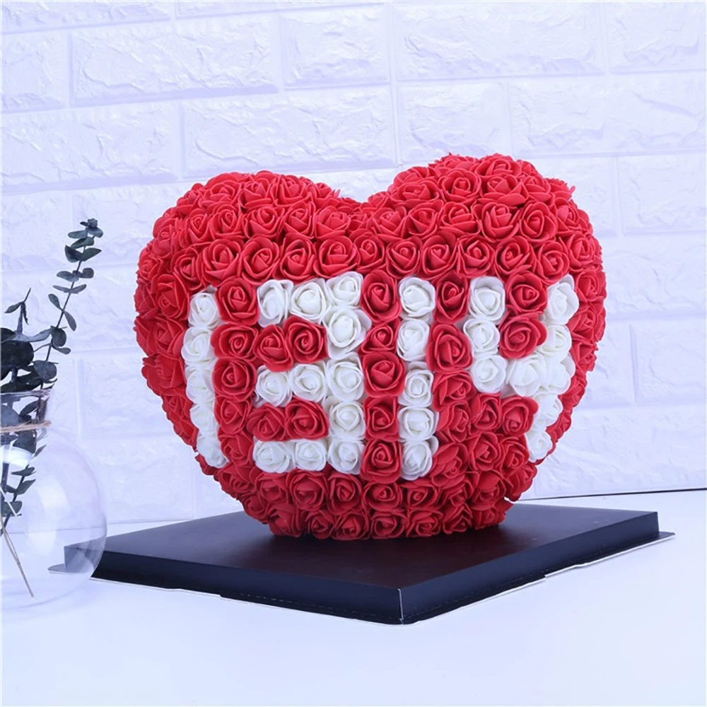 Artificial Rose Buds Foam Flower Heart Shaped Gift Box with Floral Foam