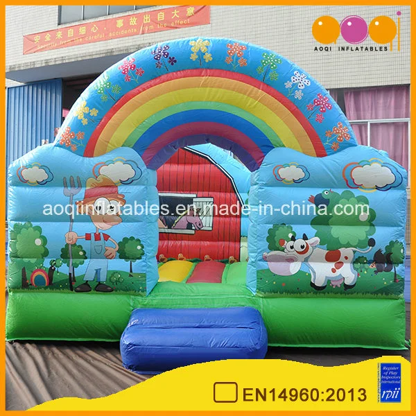 China Inflatable Children's Playground Animal Theme Rainbow Bouncer con dibujos animados Pintura (AQ0105-1)