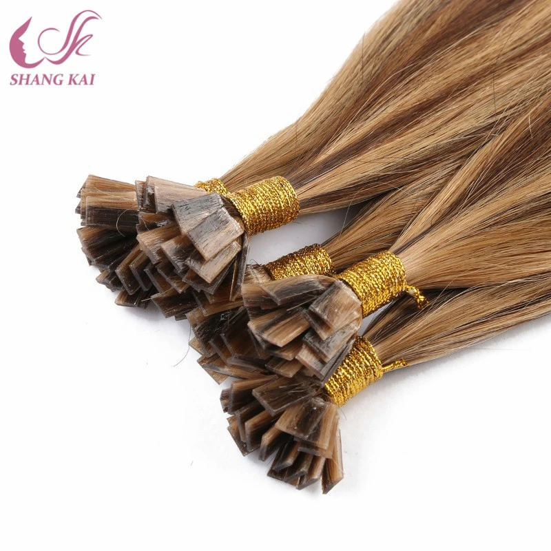 Virgen Invisible Pre-Bonded Remy extensiones de cabello de punta plana