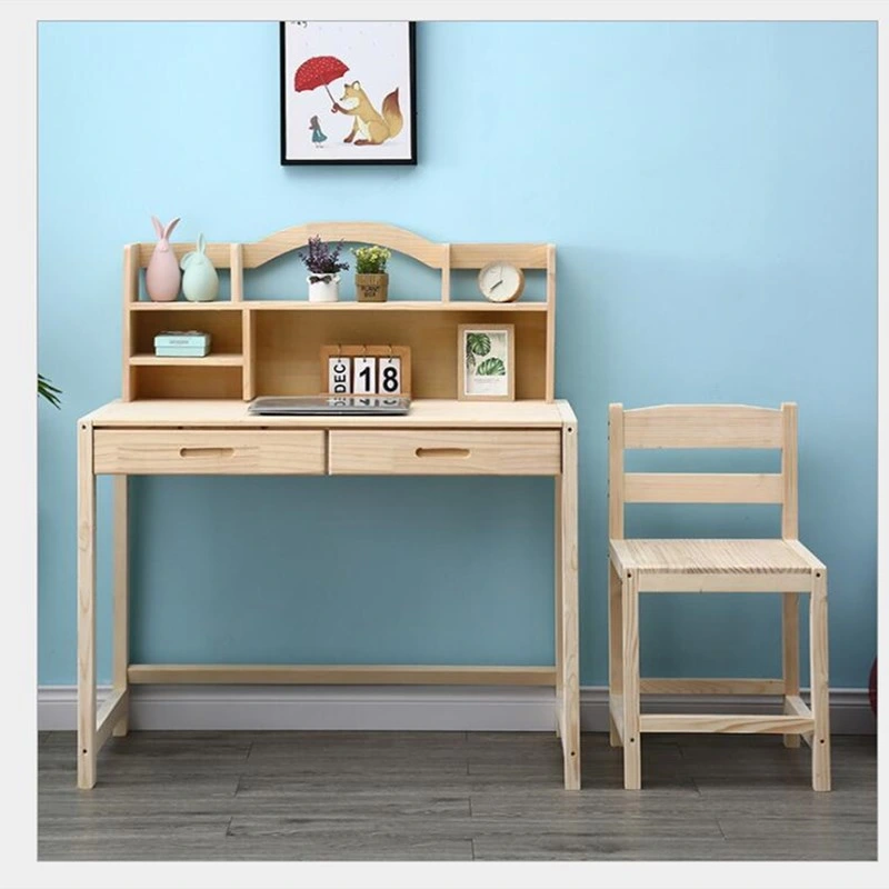 Solid Wood Lifting Study Table Children&prime; S Desk Pine Student Desks and Chairs Computer Desk Writing Desk