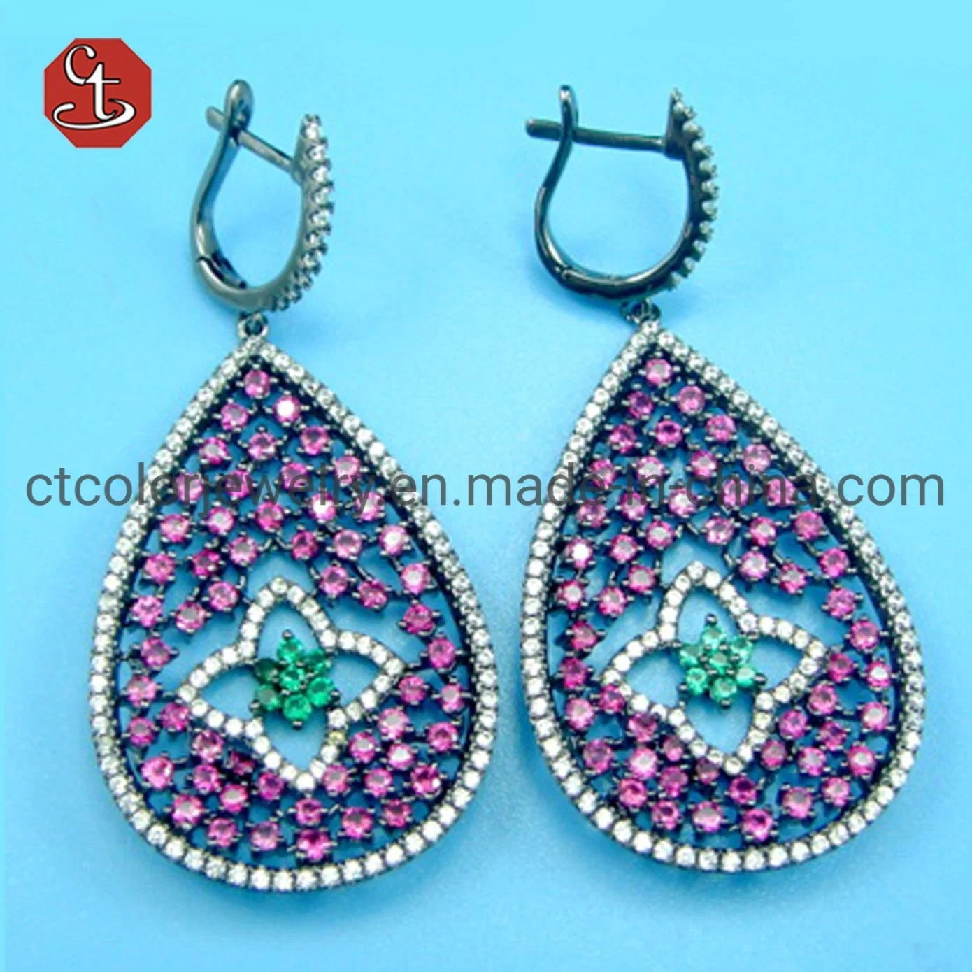 Vintage Cubic Zircon Drop Earrings Jewelry Temperament Design Water Drop Elegant Long Large Statement Dangle Micro Pave CZ Earrings For Women