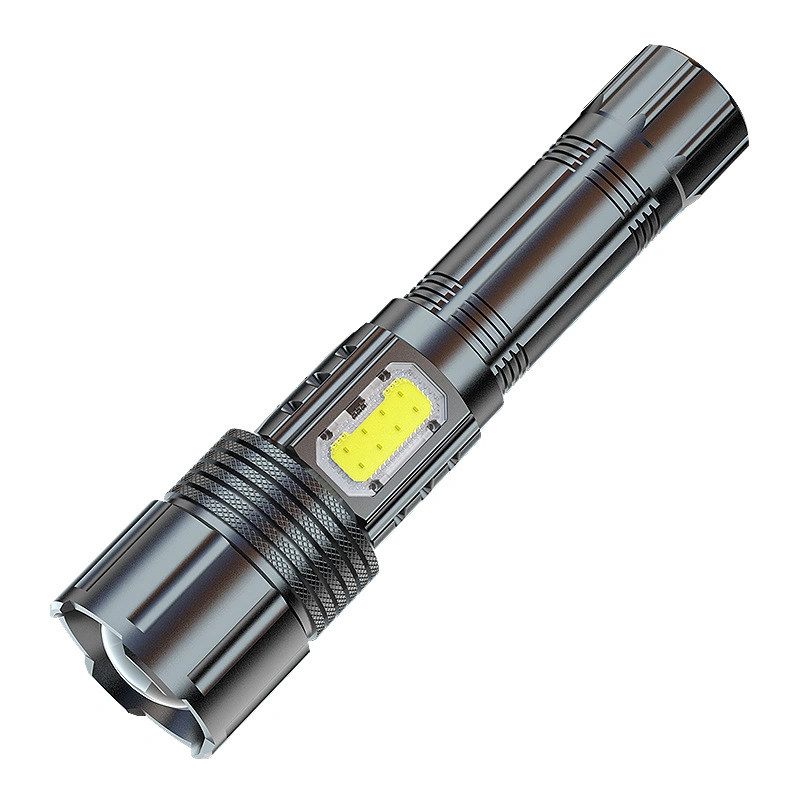 P50 Chip Aluminum Alloy Zoomable Bright Flashlight with Side Light