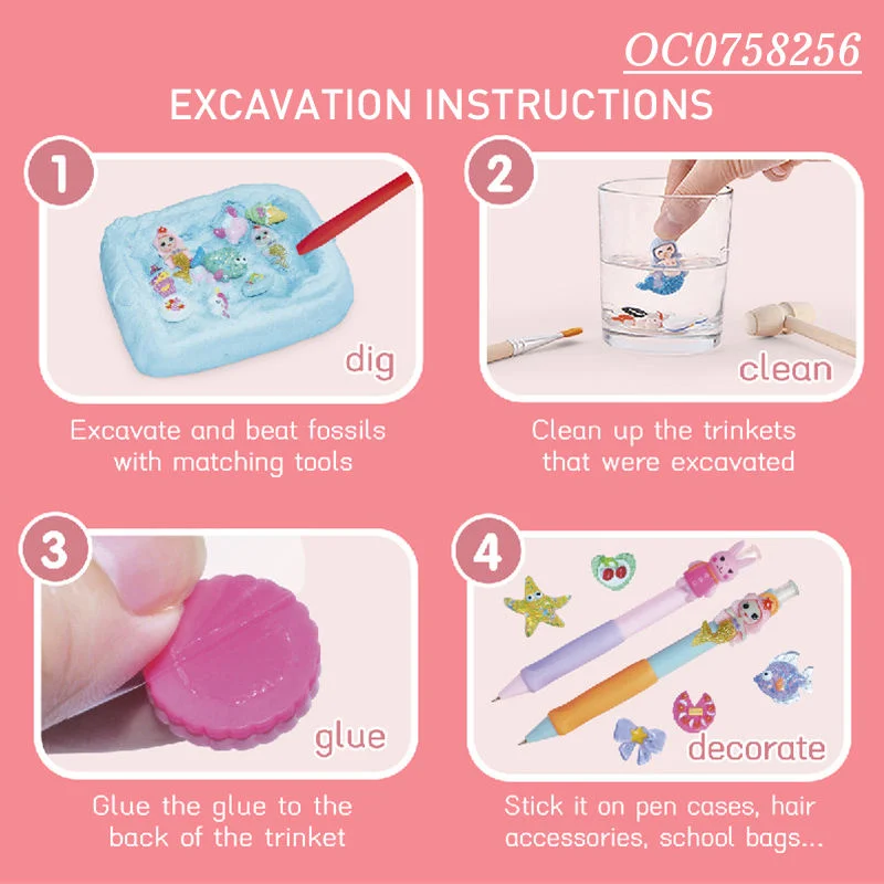 Kids Girls Fairy Educational Fossile Finding Archaeology Excavation Kit Toy Digging Treasure Blind Box