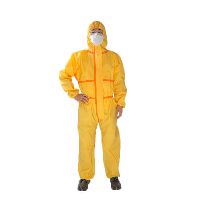 Disposable Protective Coverall OEM Antistatic Work Clothing Yellow Chemical Protective Suit