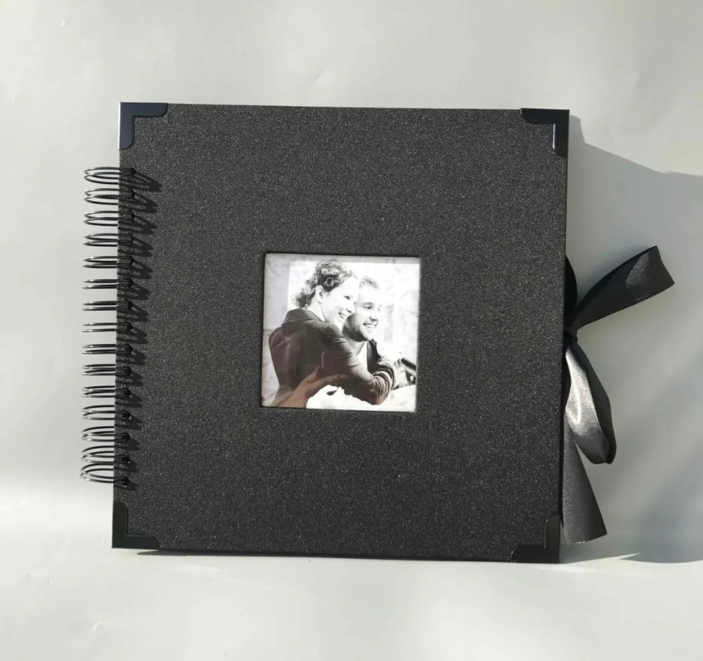 Baby Photo Albums Handmade Scrapbook Black DIY Photo Album 80 Pages with Photo Opening