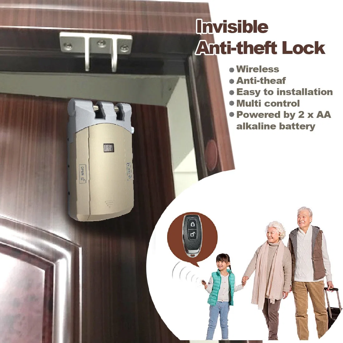 No Wiring Easy to Installation More Secure Anti-Theft Invisible Smart Lock WiFi