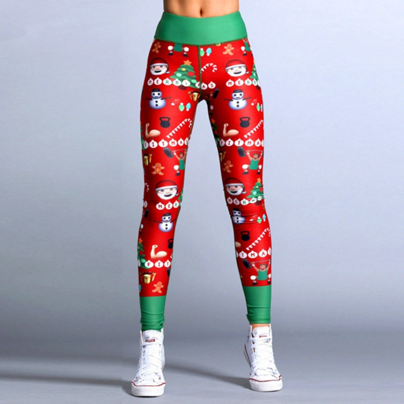 Calças de running desportivas estampadas de Snowman para mulher, feliz Natal, leggings de ginásio