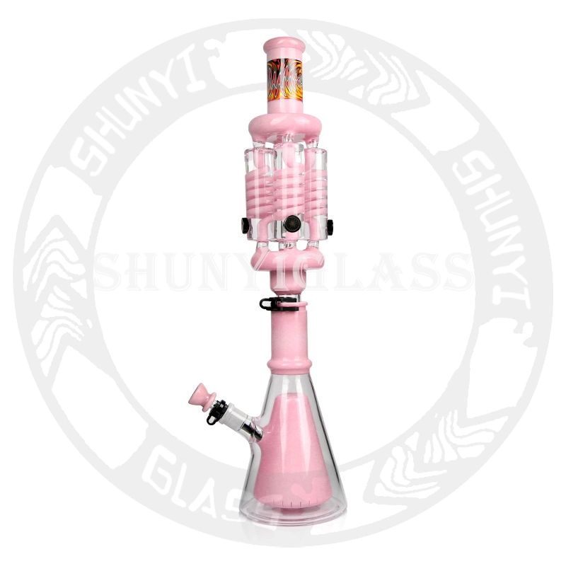 21&prime; &prime; Inches Glacerin Glass Water Pipe with 4 Freezable Chamners DAB Rig Recycler Heady Beaker Lookah Hookah Tobacco Factory High quality/High cost performance 