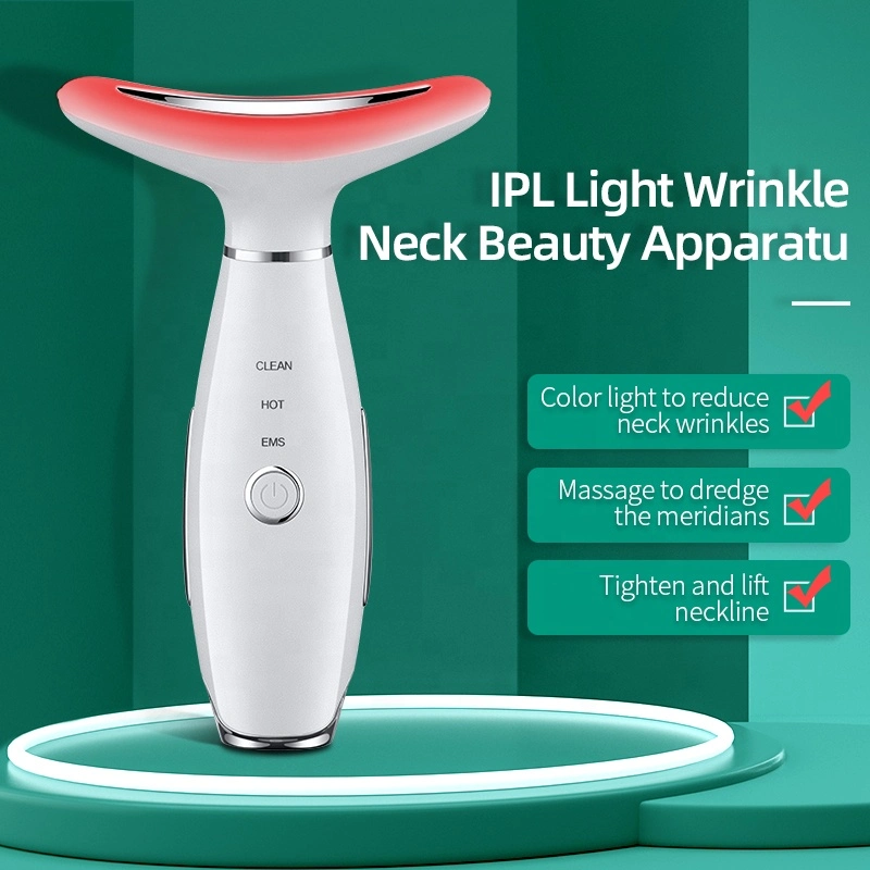 Popular Anti-Aging Neck Massager Sonic Vibration Wrinkle Free Device 3 LED Light Neck Lift Device