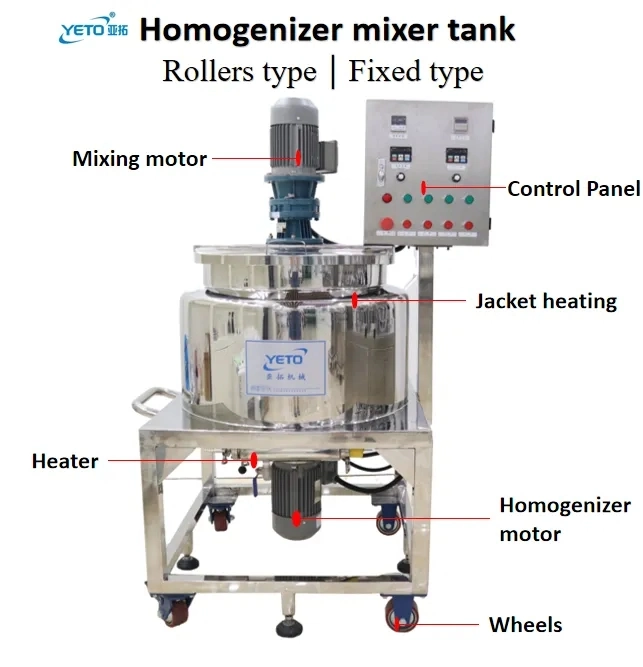 Three Layers Electric Heating Shampoo Mixing Tank Industrial Blender Machine Lotion Mixer